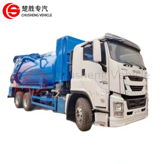 Véhicule de transporteur de camion-citerne de lisier de camion d'aspiration d'eaux usées de camion d'aspirateur d'eaux usées de nettoyage à haute pression d'ISUZU GIGA 6X4